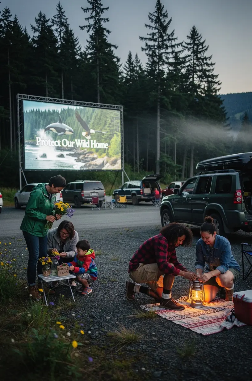 Информационный стенд с расписанием показов и описанием сюжетов фильмов, связанных с историей региона США